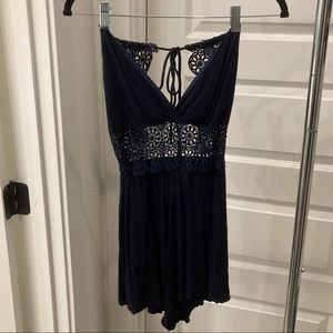 navy romper with lace by glare, size small